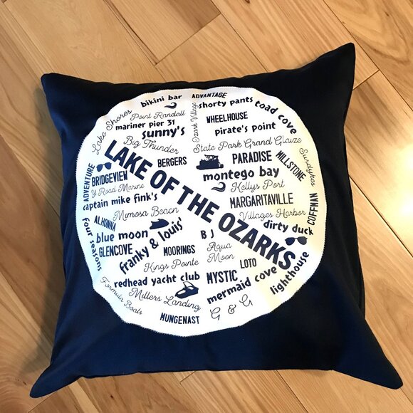 Summer Lake House Pillow Cover, 18x18: Lake of the Ozarks Marinas & Landmarks - Picture 5 of 8